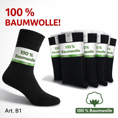 Baumwollsocken schwarz - he.,